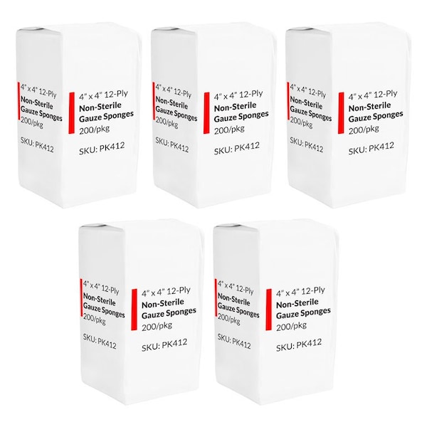 Oasis Gauze Sponges 4in x 4in 12 Ply 200 Per Pack, 5 Packs PK412X5 - main